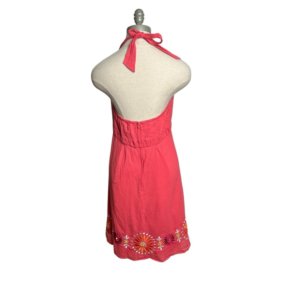 Lilly Pulitzer Women’s Coral Embroidered Floral Halter Cotton Sundress Size 6 - Picture 7 of 13